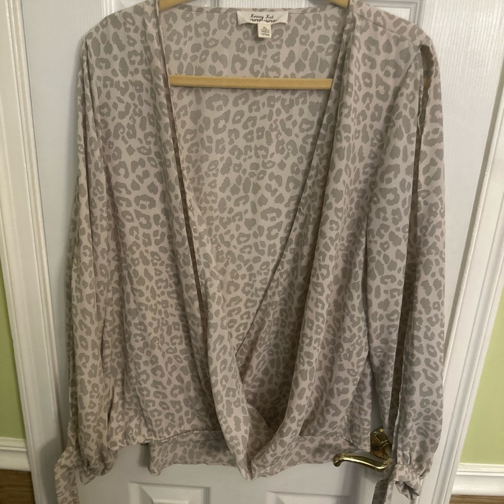 Krazy Kat Animal Print Blouse - Cream